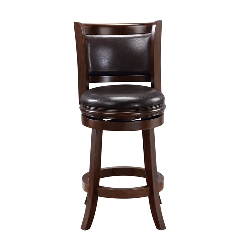 Pemberly Row Swivel Counter Stool in Cappuccino/Dark Brown Faux Leather