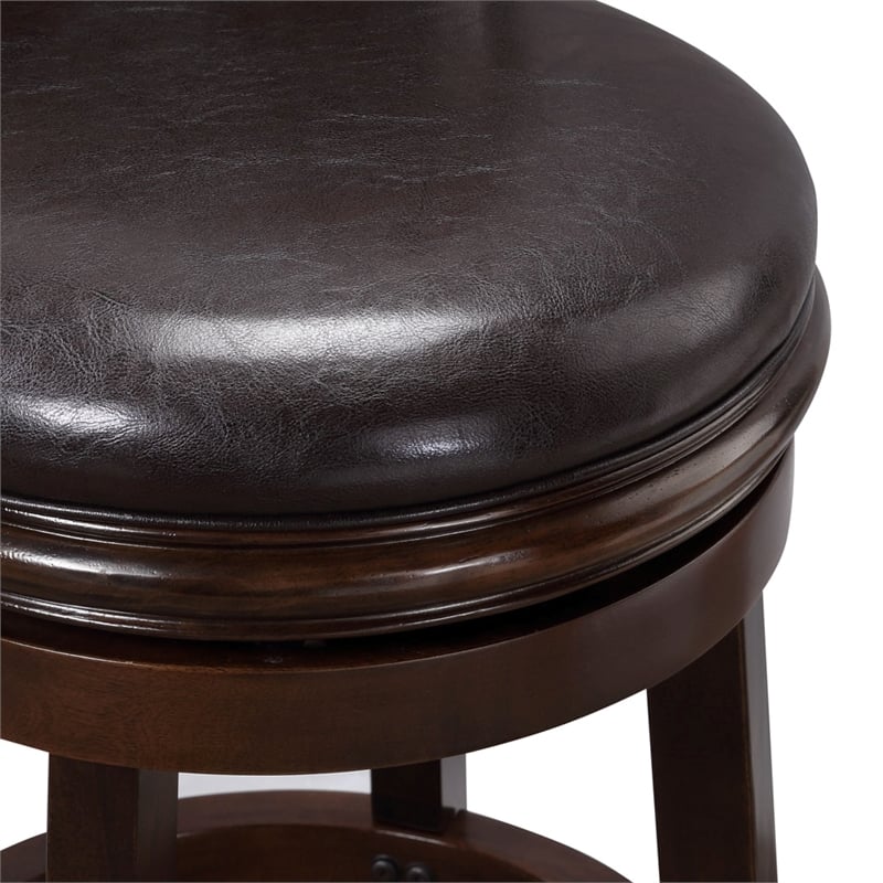 Pemberly Row Swivel Counter Stool in Cappuccino/Dark Brown Faux Leather
