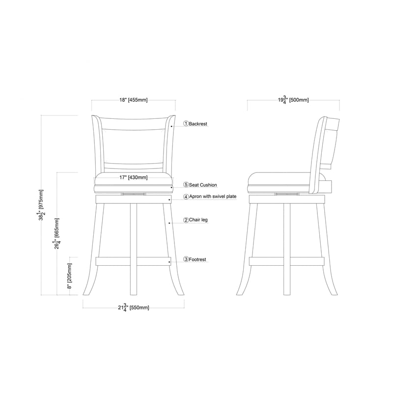 Pemberly Row Swivel Counter Stool in Cappuccino/Dark Brown Faux Leather