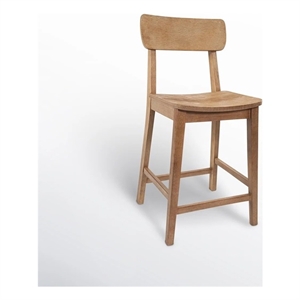 Pemberly Row Wood Counter Stool in Barnwood Wire-Brush Finish