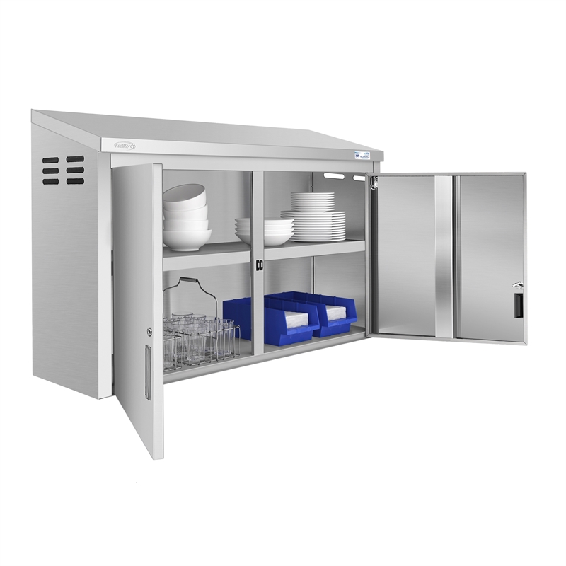 Pemberly Row 48 in. Wall Cabinet with 2 Shelves in Stainless-Steel