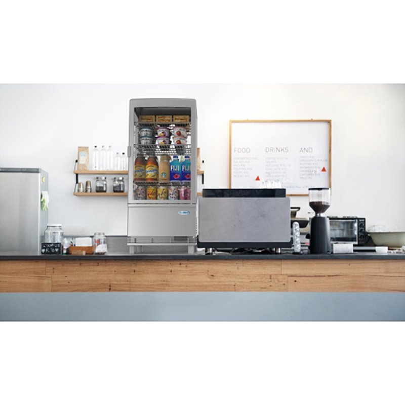 Pemberly Row 3 cu. ft. LED Countertop Refrigerator Display Case in Silver