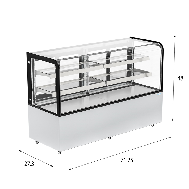 Pemberly Row 71 in. 20 cu. ft. Dry Bakery Display Case with Curved Glass