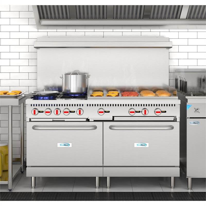 Pemberly Row 60 in. Gas Range with 36 in. Griddle in Stainless-Steel