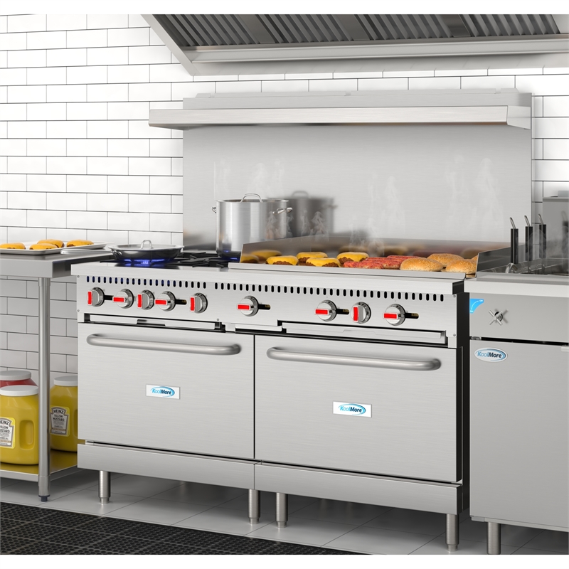 Pemberly Row 60 in. Gas Range with 36 in. Griddle in Stainless-Steel