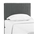 Pemberly Row Velvet Upholstered Twin Headboard in Gray Fabric