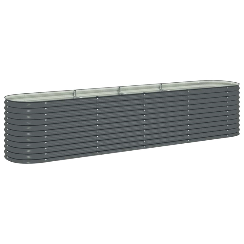 Pemberly Row Galvanized Steel Raised Garden Bed in Gray 157.5 in Long
