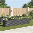 Pemberly Row Galvanized Steel Raised Garden Bed in Gray 157.5 in Long