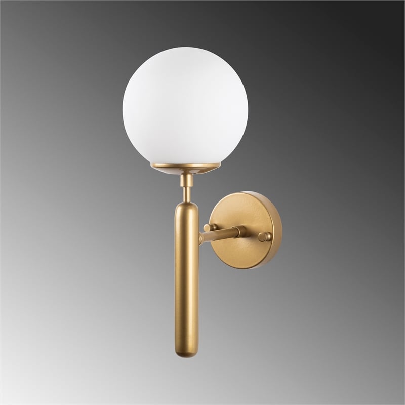 Pemberly Row Gold Metal Wall Lamp with Chic Glass Cap 5.91 x 15.75 in