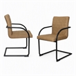 Pemberly Row Faux Leather Dining Chairs in Tan with Black Frame (Set of 2)