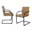 Pemberly Row Faux Leather Dining Chairs in Tan with Black Frame (Set of 2)