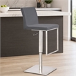 Pemberly Row Modern Adjustable Faux Leather Bar Stool in Gray 27