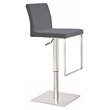 Pemberly Row Modern Adjustable Faux Leather Bar Stool in Gray 27