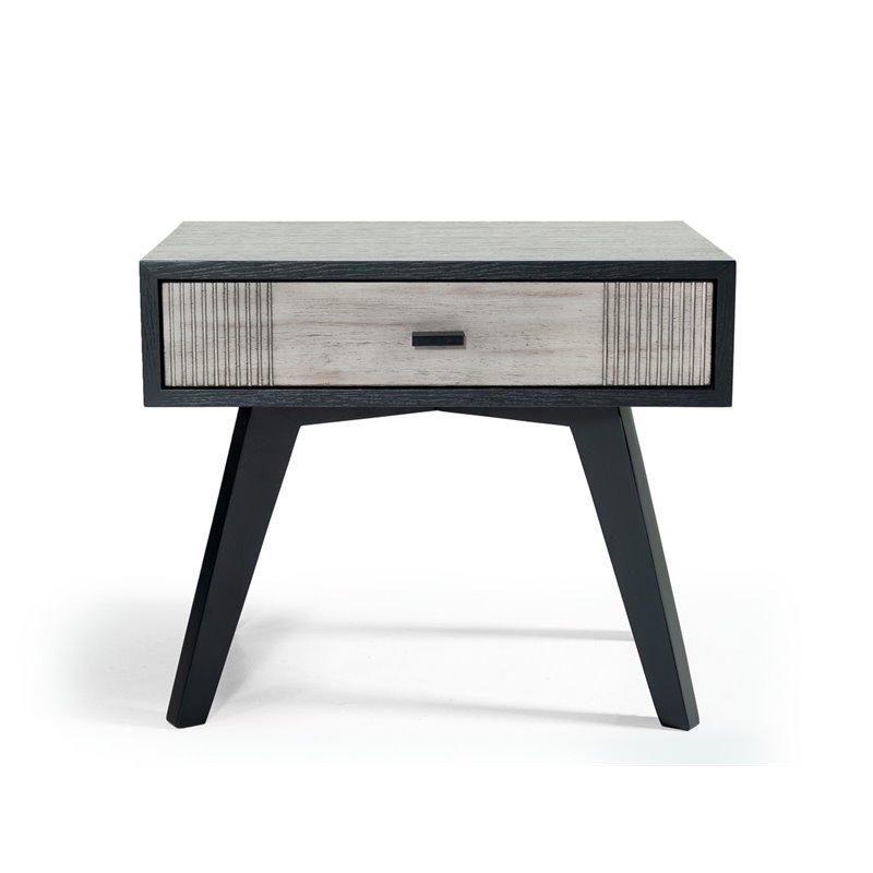 Pemberly Row Contemporary Veneer Wood 1-Drawer Nightstand in Gray/Black