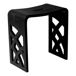 Pemberly Row Black Matte Resin Bathroom/Shower Stool with 330 lb Capacity