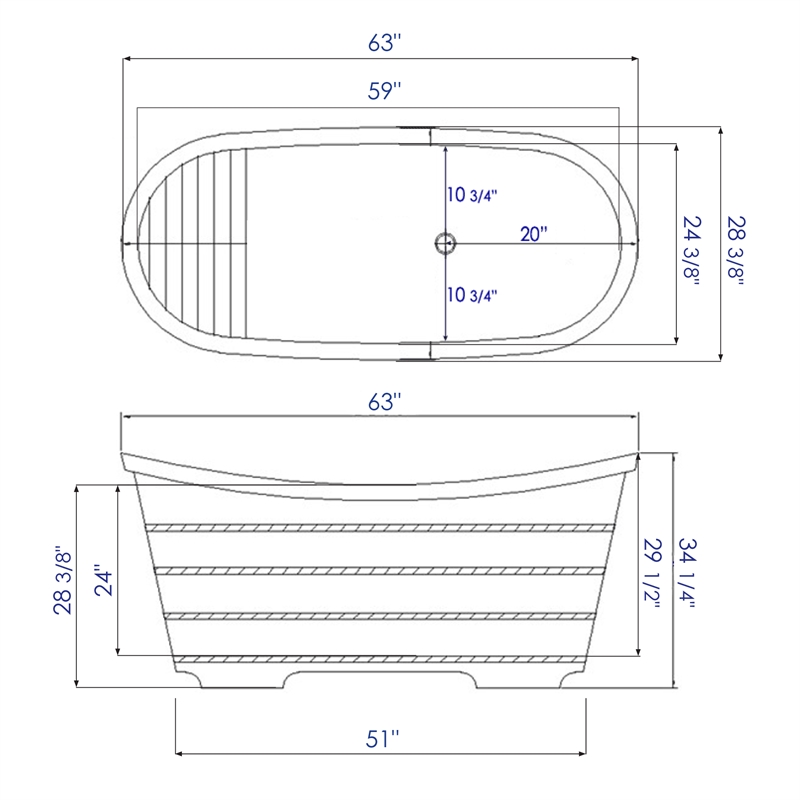 Pemberly Row 63 Inch Free Standing Cedar Wooden Bathtub in Natural