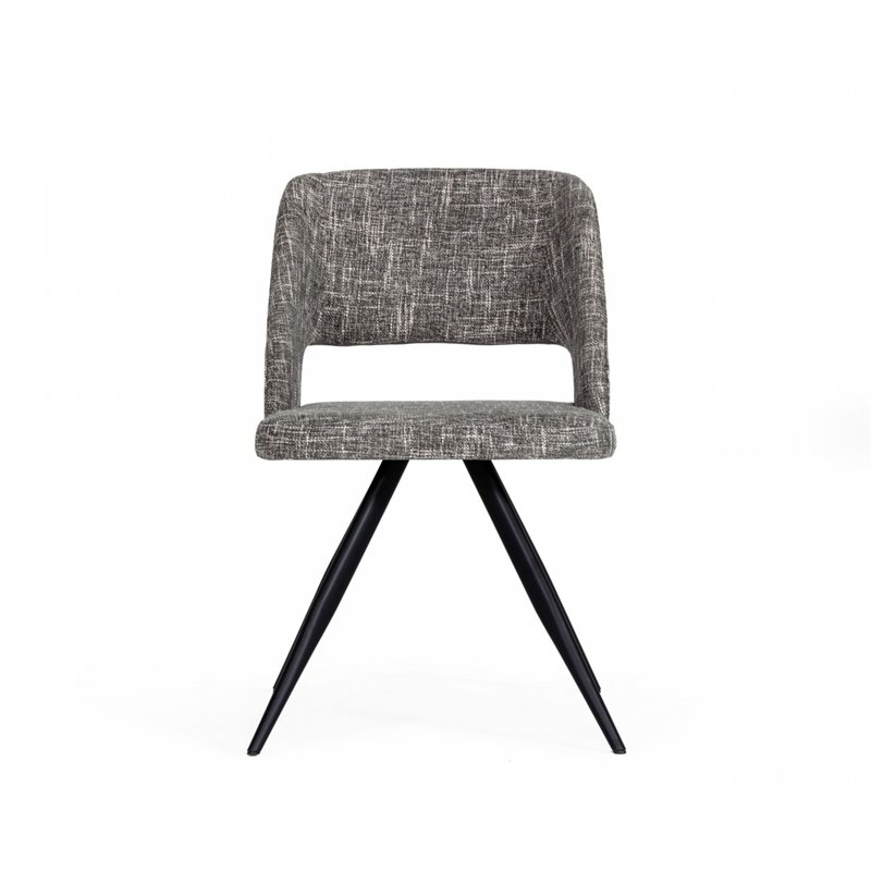 Pemberly Row Modern Gray Fabric Dining Chairs Set of 2 with Metal Frame