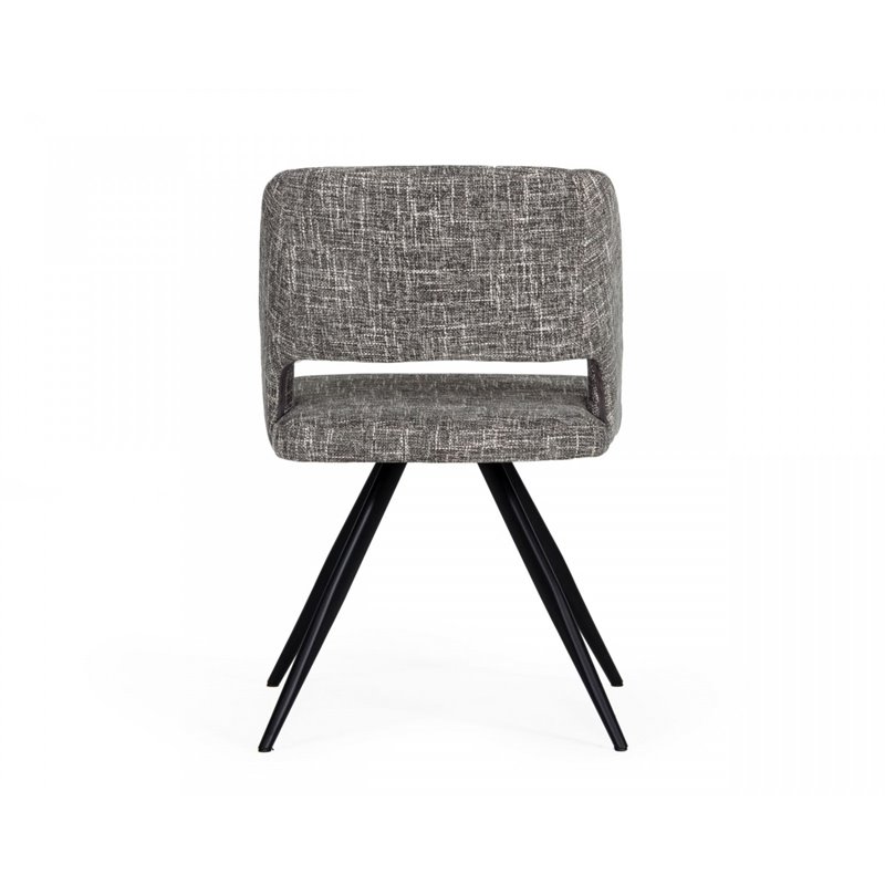 Pemberly Row Modern Gray Fabric Dining Chairs Set of 2 with Metal Frame