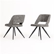 Pemberly Row Modern Gray Fabric Dining Chairs Set of 2 with Metal Frame