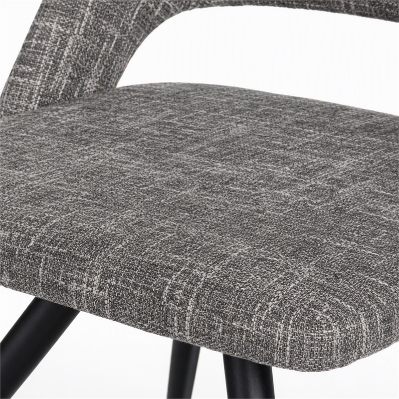 Pemberly Row Modern Gray Fabric Dining Chairs Set of 2 with Metal Frame