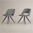 Pemberly Row Modern Gray Fabric Dining Chairs Set of 2 with Metal Frame