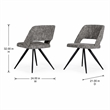 Pemberly Row Modern Gray Fabric Dining Chairs Set of 2 with Metal Frame