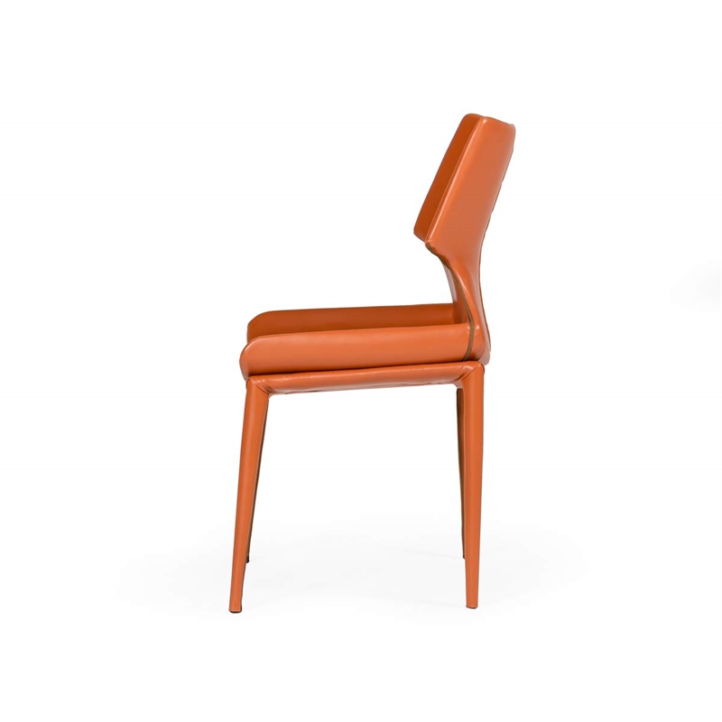 Pemberly Row Contemporary Eco-Leather Dining Chairs Set of 2 in Cognac