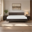 Pemberly Row Solid Aged Oak Queen Bed with Black Steel Legs in Brown