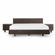 Pemberly Row Solid Aged Oak Queen Bed with Black Steel Legs in Brown