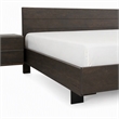 Pemberly Row Solid Aged Oak Queen Bed with Black Steel Legs in Brown