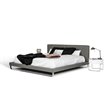 Pemberly Row Gray Faux Leather Queen Bed with Stainless Steel Accent