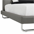 Pemberly Row Gray Faux Leather Queen Bed with Stainless Steel Accent