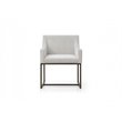 Pemberly Row Modern Velvet Dining Chair in Beige with Antique Brass Legs
