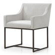 Pemberly Row Modern Velvet Dining Chair in Beige with Antique Brass Legs