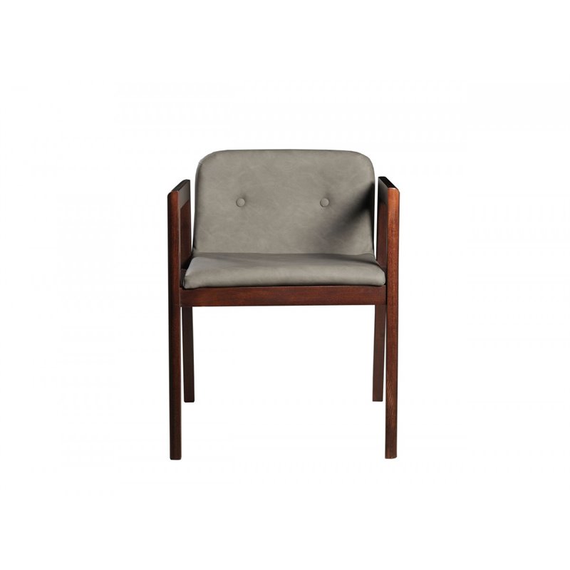Pemberly Row Walnut Wood Dining Chairs with Gray Upholstery (Set of 2)