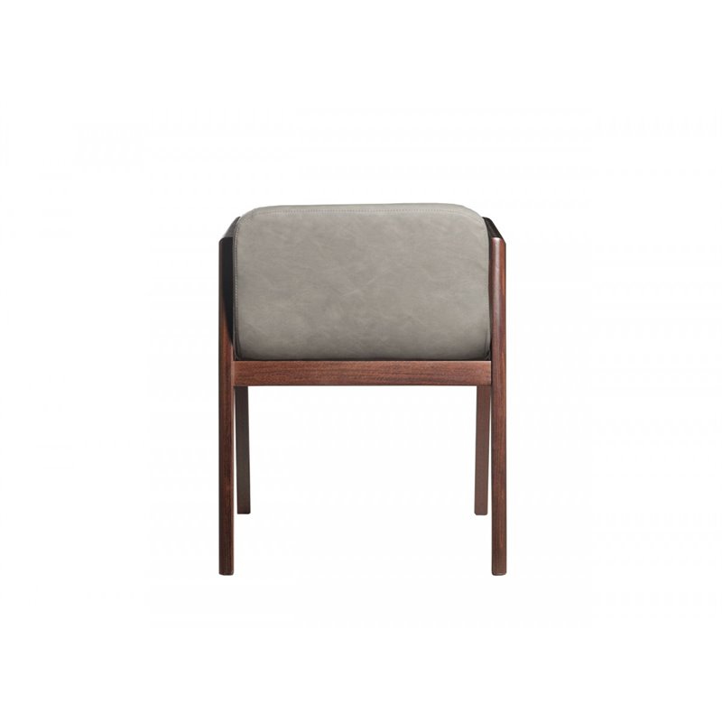 Pemberly Row Walnut Wood Dining Chairs with Gray Upholstery (Set of 2)