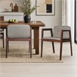 Pemberly Row Walnut Wood Dining Chairs with Gray Upholstery (Set of 2)