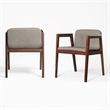 Pemberly Row Walnut Wood Dining Chairs with Gray Upholstery (Set of 2)