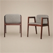 Pemberly Row Walnut Wood Dining Chairs with Gray Upholstery (Set of 2)