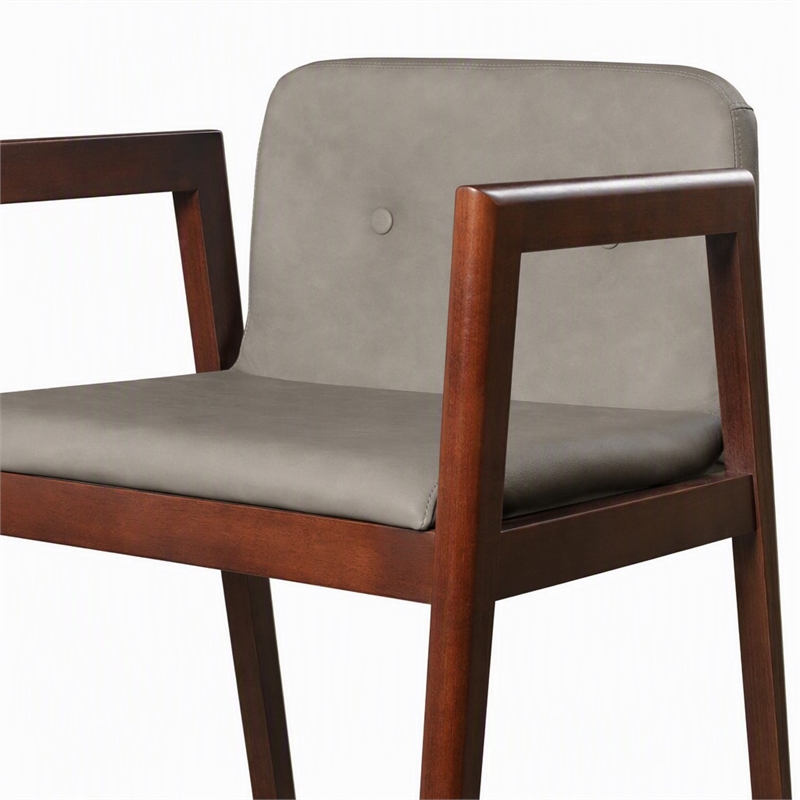 Pemberly Row Walnut Wood Dining Chairs with Gray Upholstery (Set of 2)