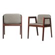 Pemberly Row Walnut Wood Dining Chairs with Gray Upholstery (Set of 2)