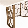 Pemberly Row Metal and Concrete Dining Table in White & Antique Brass