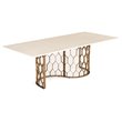 Pemberly Row Metal and Concrete Dining Table in White & Antique Brass