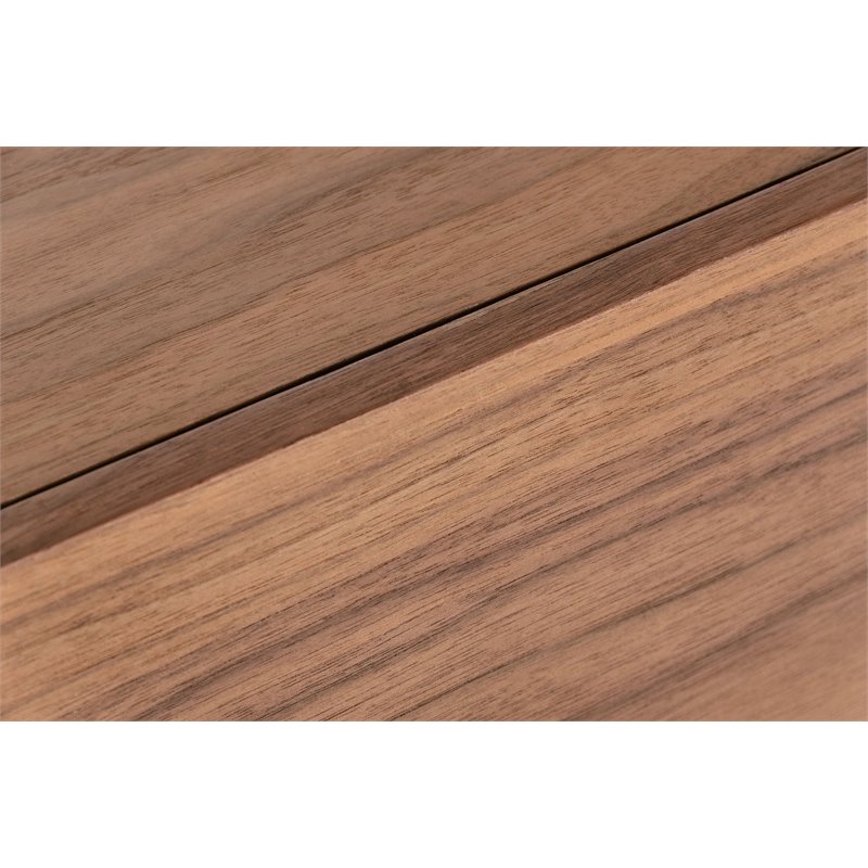 Pemberly Row Walnut 4-Door Wood and Stainless Steel Buffet with Shelves