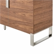 Pemberly Row Walnut 4-Door Wood and Stainless Steel Buffet with Shelves