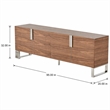 Pemberly Row Walnut 4-Door Wood and Stainless Steel Buffet with Shelves