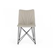 Pemberly Row Set of 2 Faux Leather Dining Chairs with Metal Base in Gray