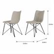 Pemberly Row Set of 2 Faux Leather Dining Chairs with Metal Base in Gray