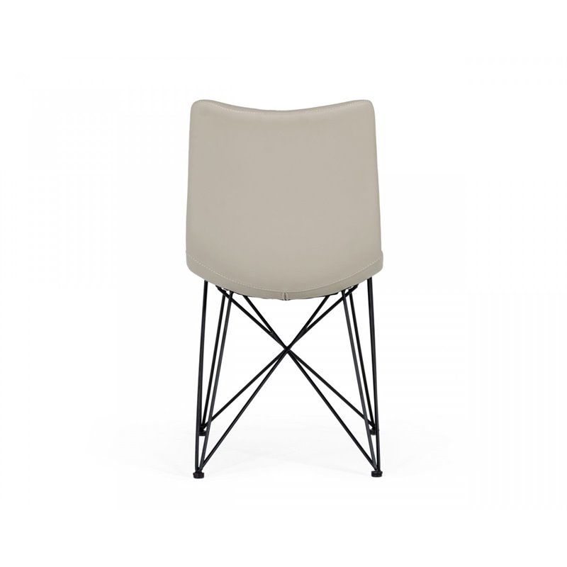 Pemberly Row Set of 2 Faux Leather Dining Chairs with Metal Base in Gray
