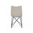 Pemberly Row Set of 2 Faux Leather Dining Chairs with Metal Base in Gray